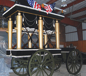 The catafalque that carried Davis's body through New Orleans for his first funeral in 1889. Courtesy: Louisiana State Museum