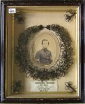 A hair wreath in honor of a Union soldier.
