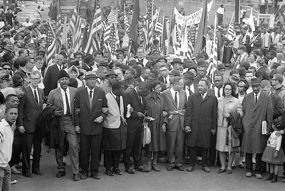 From the Selma to Montgomery taken March 25, 1965. MLK, Jr. at Center.